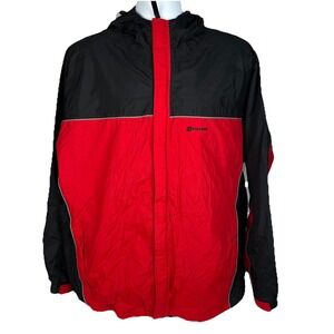 Stearns Dry Wear Jacket Men's XL Hooded Rain Jacket Waterproof Red Black Hood